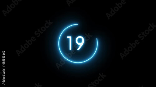 24 seconds timer number animation.  Countdown timer from 24 to 0 seconds.