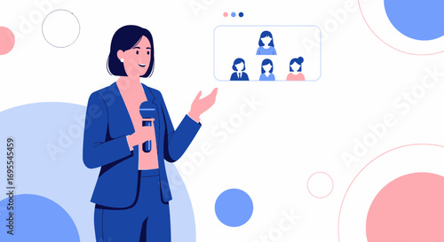 Professional Woman Presenting Online Webinar About Collaboration and Digital Communication