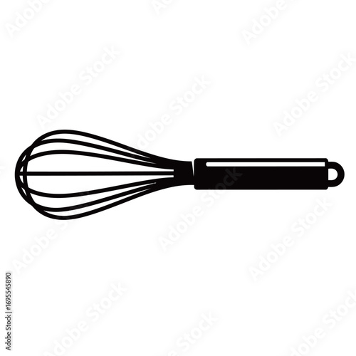 black and white silhouette of a whisk vector on a white background