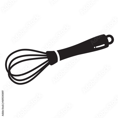 black and white silhouette of a whisk vector on a white background