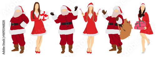 Santa Claus and lady santa vector illustration full isolated