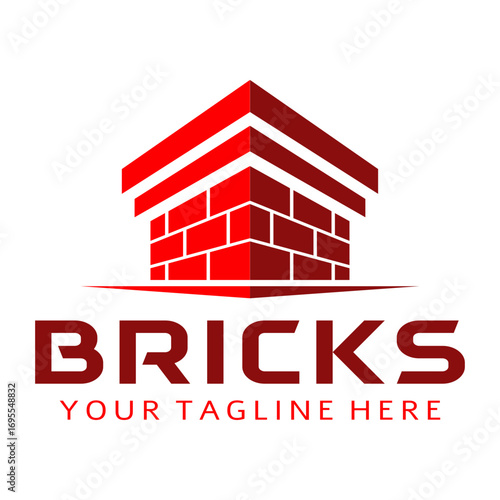 red fort building brick logo vector