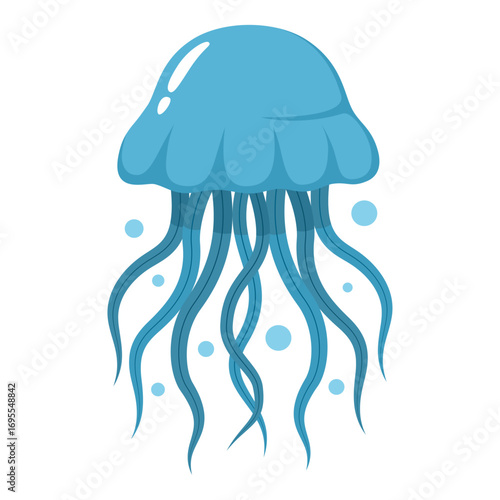 blue jellyfish vector illustration logo