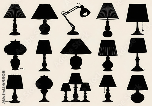 Collection of silhouette desk and table lamps in various styles