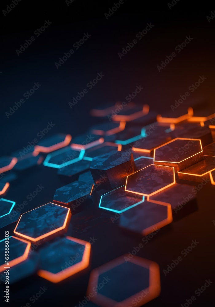 Obraz premium Abstract Glowing Hexagon Network