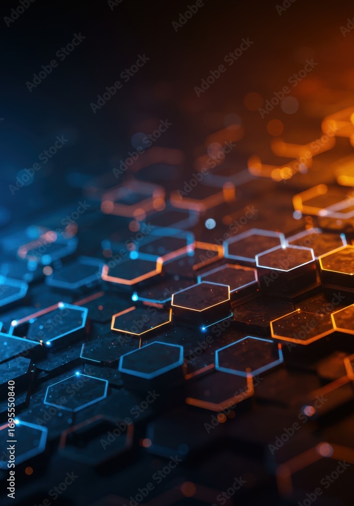 Fototapeta premium Abstract Glowing Hexagon Network