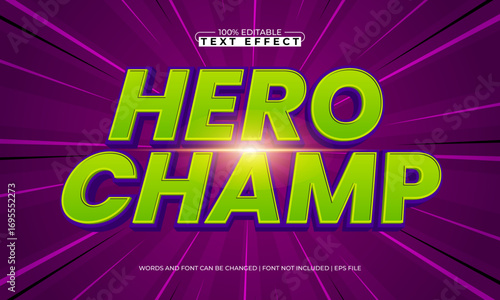 hero champ editable text effect for super