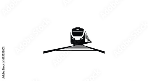 a train approaching on railway tracks in minimalist style