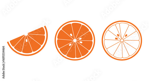 a slice whole orange sections displayed side by side