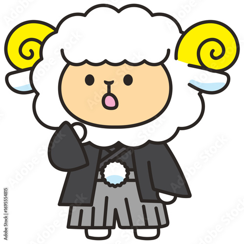 和装の羊　ひつじのキャラクター