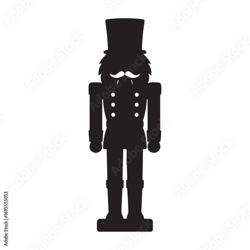 Nutcracker soldier black silhouette vector illustration on white background