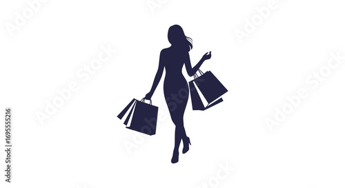 a stylish silhouette of a woman carrying shopping bags