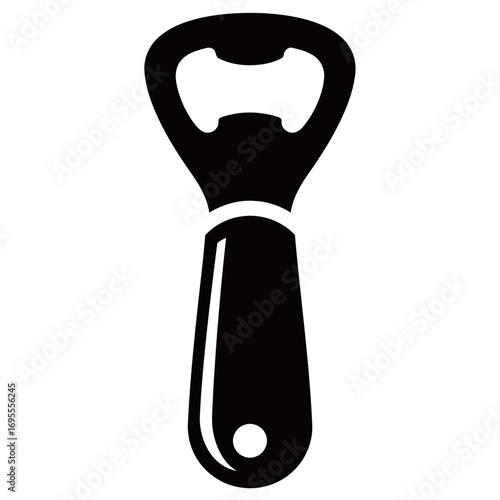black and white silhouette of a bottle opener vector on a white background