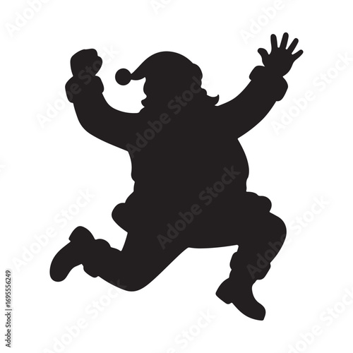 Santa Claus jumping silhouette vector illustration on white background