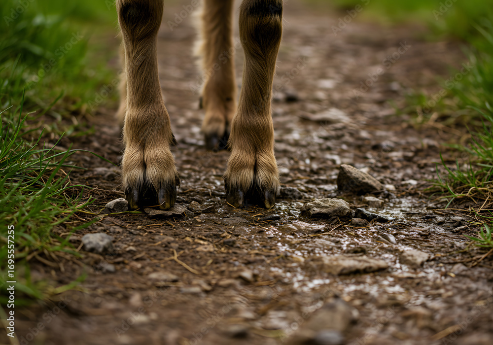 Fototapeta premium Animal paws on dirt path