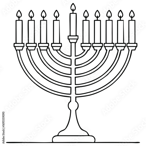 Hanukkah menorah with nine lit candles, perfect for holiday greeting cards, social media posts, and festive jewishthemed designs.
