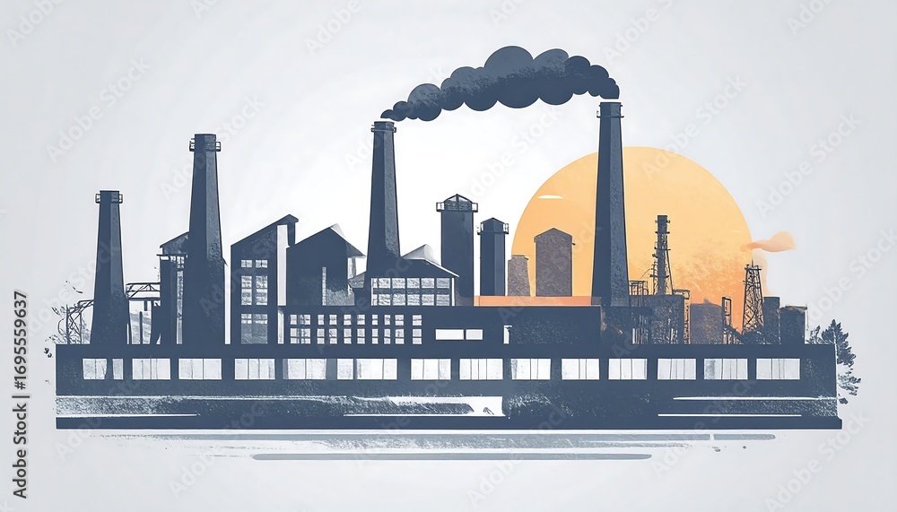 Fototapeta premium Industrial landscape at dawn