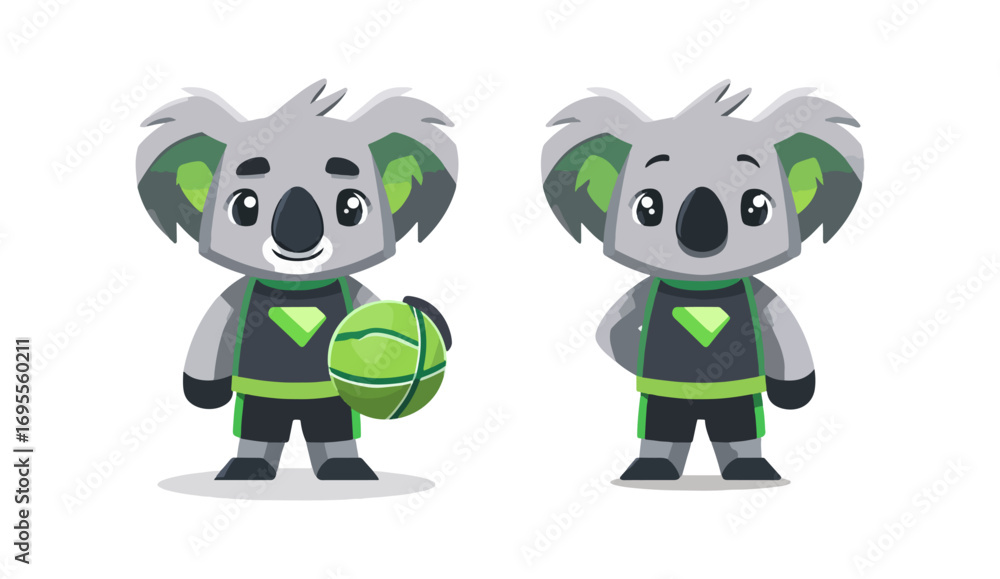 Fototapeta premium Cartoon koalas playing basketball