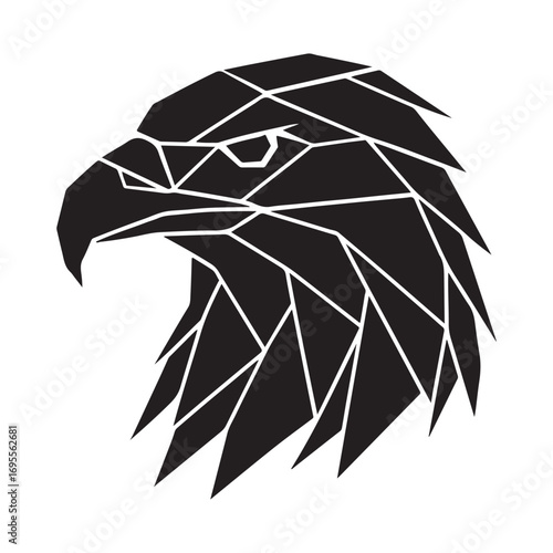 Geometric eagle head polygonal style silhouette isolated on white background