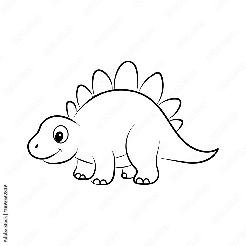 Naklejka premium Coloring book Stegosaurus cute vector design templates simple and modern concept, isolated on white background