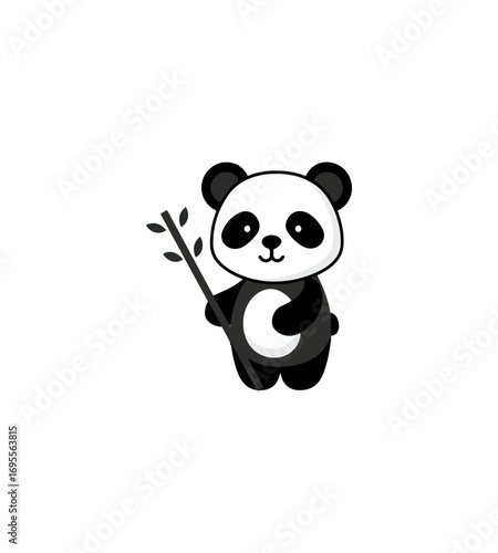 Cute panda holding bamboo