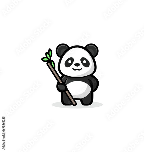 Cute panda with bamboo