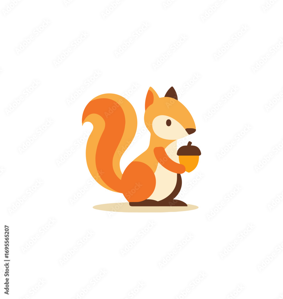 Obraz premium Cute squirrel holding acorn
