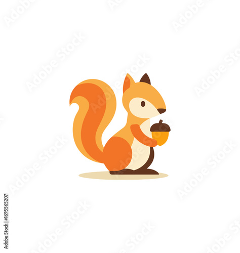Cute squirrel holding acorn