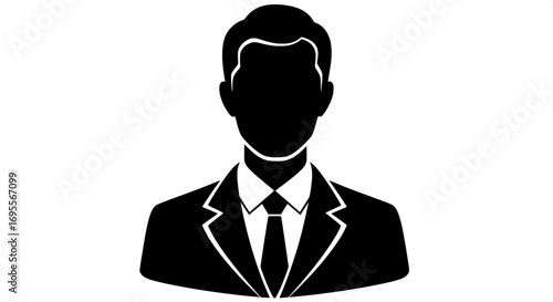 Professional male silhouette icon representing a user profile or business person, ideal for avatar, symbol, or generic web design elements