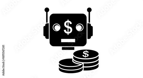 Robotic Financial Intelligence An AI Robot Icon Symbolizing Automated Investment, Digital Economy, and Wealth Management Solutions for the Future