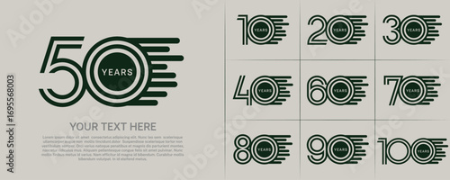 Anniversary logo type set with double line number. green color can be use special moment