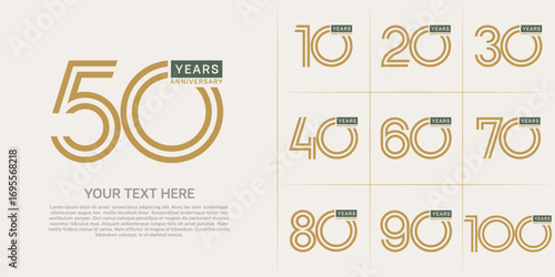 Anniversary logo type set with double line number. brown and green color can be use special moment