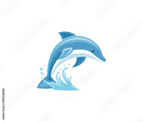 Playful dolphin leaping through water