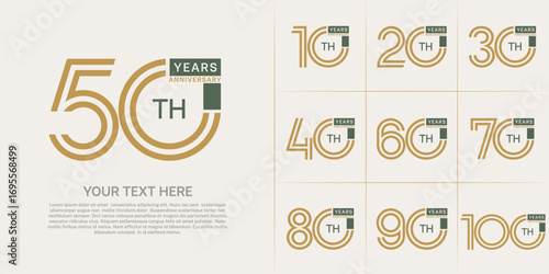 Anniversary logo type set with double line number. brown and green color can be use special moment