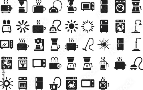 Modern kitchen appliance icons for home and professional use, sleek design