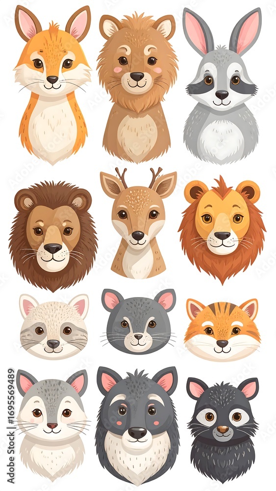 Obraz premium Cute animal faces