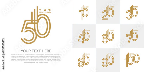 Anniversary logo type set with double line number. brown color can be use special moment