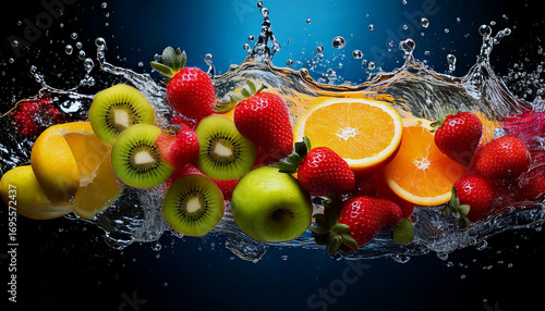 fruits with background in water