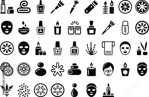 Professional spa and beauty icons for wellness and self-care inspiration