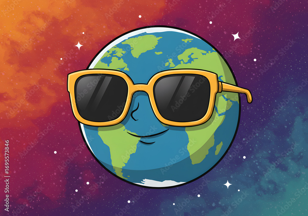 Fototapeta premium Earth cartoon illustration sunglasses