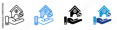 Mortgage icon set multiple style collection