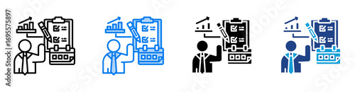 Planning icon set multiple style collection