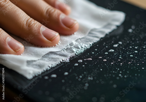 Wallpaper Mural Hand cleaning dark surface with cloth Torontodigital.ca