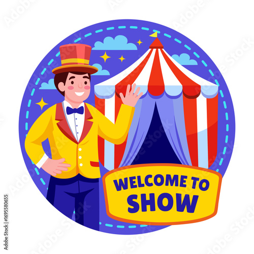 An illustration of show welcome designed in flat style
