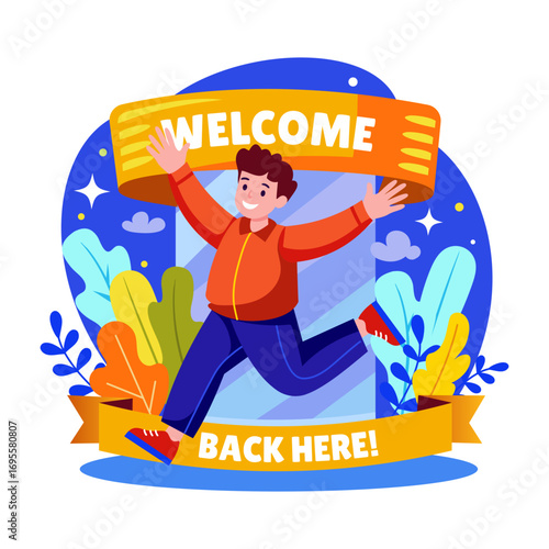 Flat style illustration denoting a joyful welcome gesture
