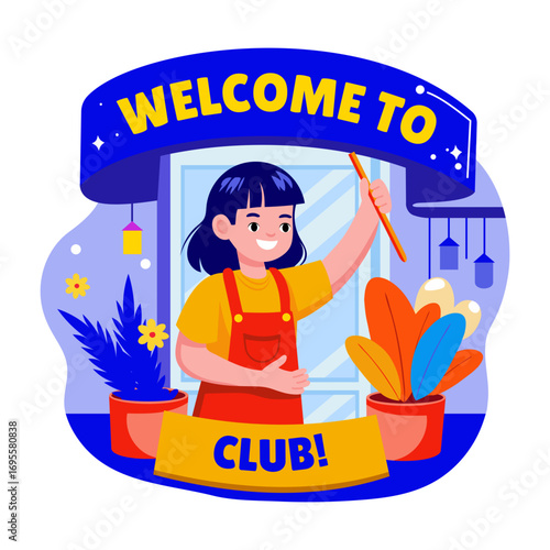 An illustration of club welcome designed in flat style
