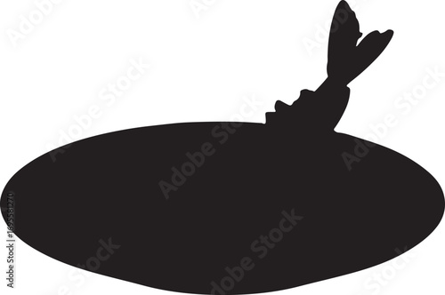 Stylized Fish Silhouette Leaping from a Pond or Lake Creating a Minimalist Aquatic Scene Emphasizing Form and Movement for Nature and Design Projects