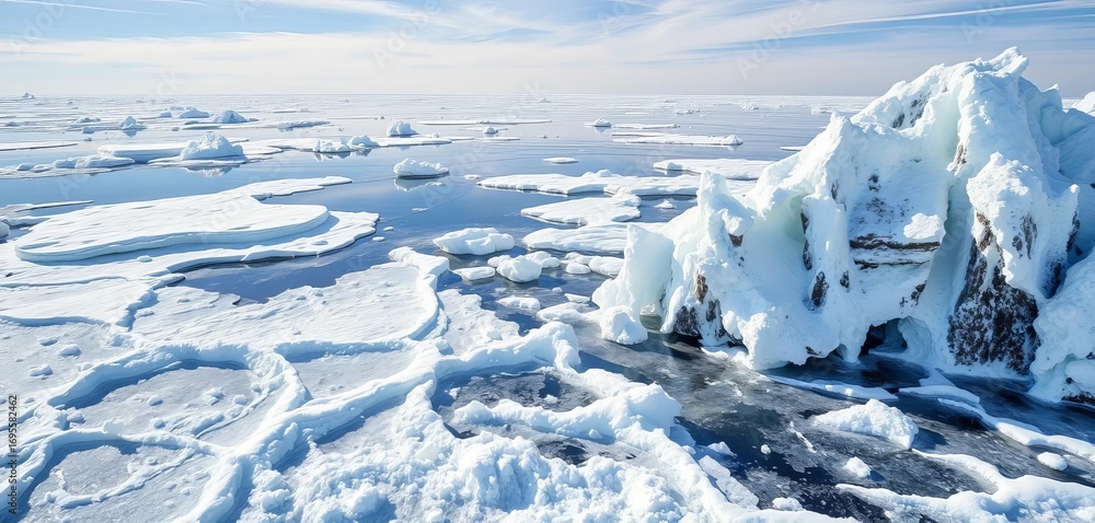Obraz premium Jagged, icy formations on a frozen lake surface, texture, rough texture