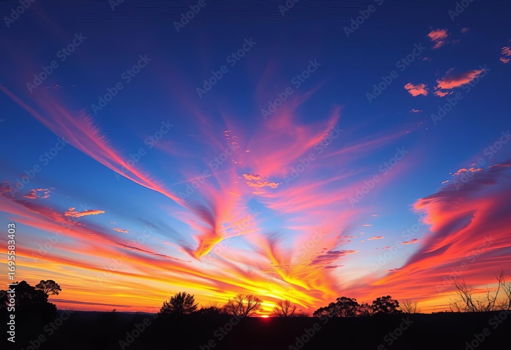Fototapeta premium Sunrise paints the sky with vibrant hues, inspiring a new day's potential, abstract, new beginnings