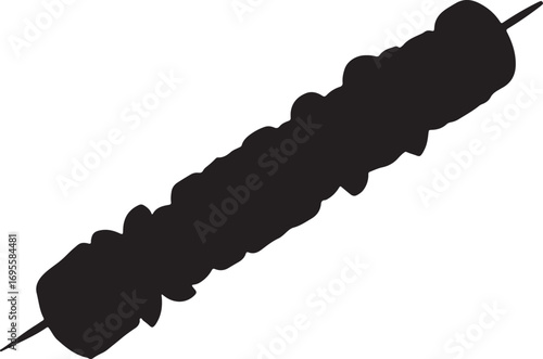 Silhouette of grilled meat skewer barbecue isolated on white background offering versatile use for culinary and cooking themed designs and marketing materials promoting delicious food